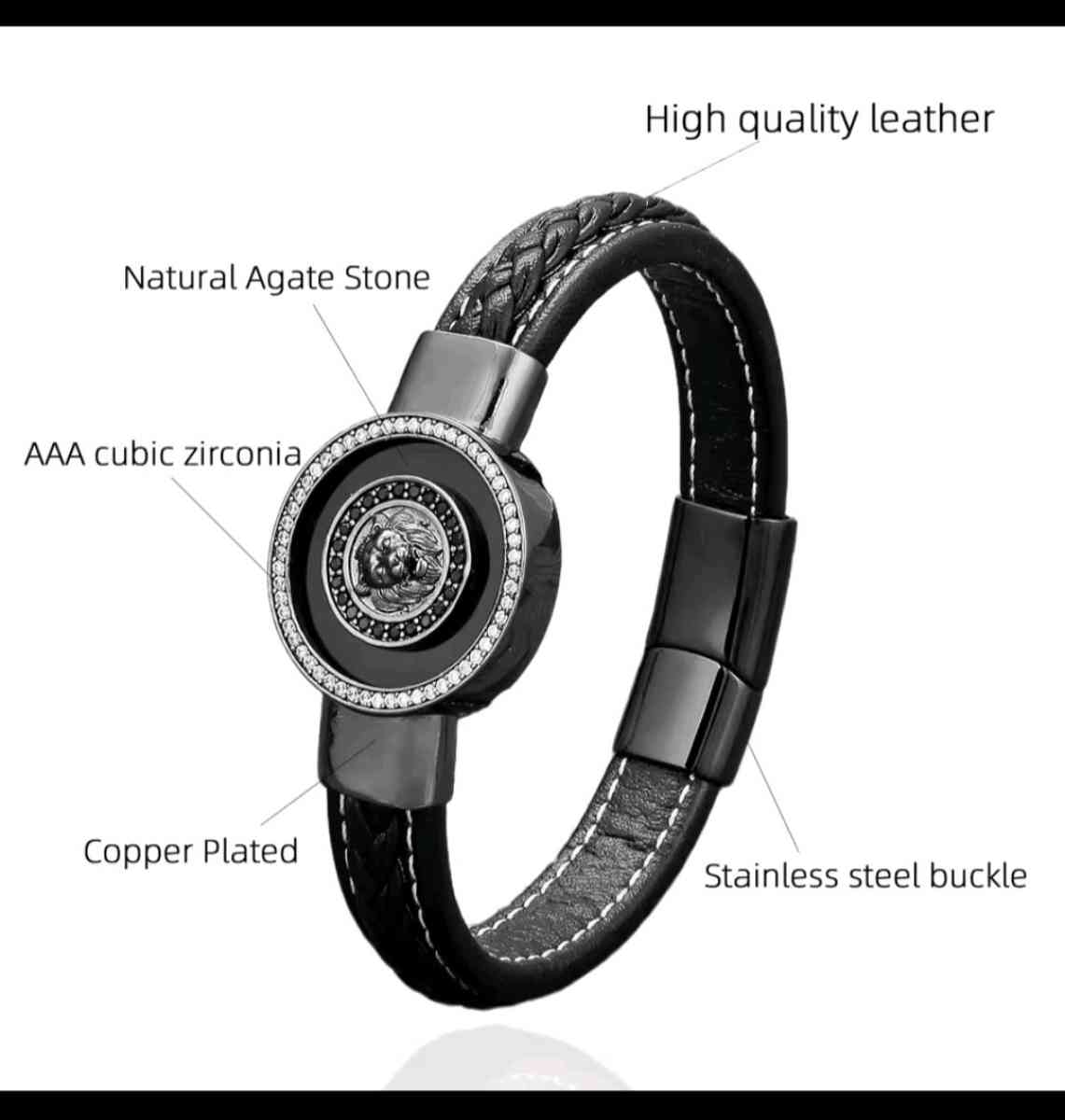 NEW 19CM FASHION LION PATTERN BRACELET MW  ZIRCONIA STONS ST