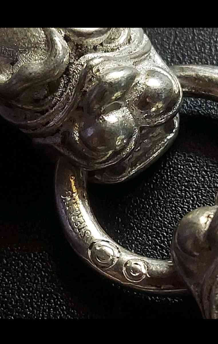 VINTAGE  HANDMADE MIAO TIBETAN TWO HEADS DOG SILVER BRACELET