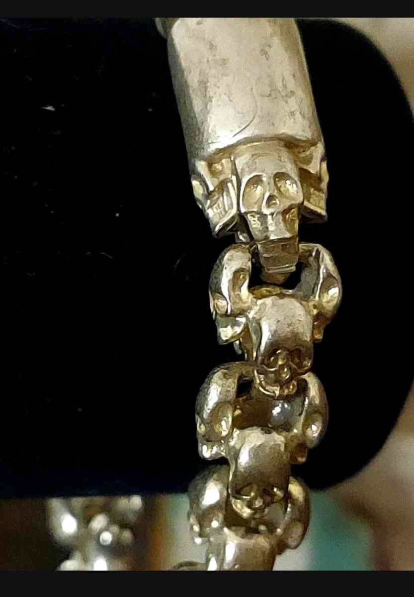 HANDMADE BRACELET HIPHOP SKULL KNITTING TIBETAN SILVER