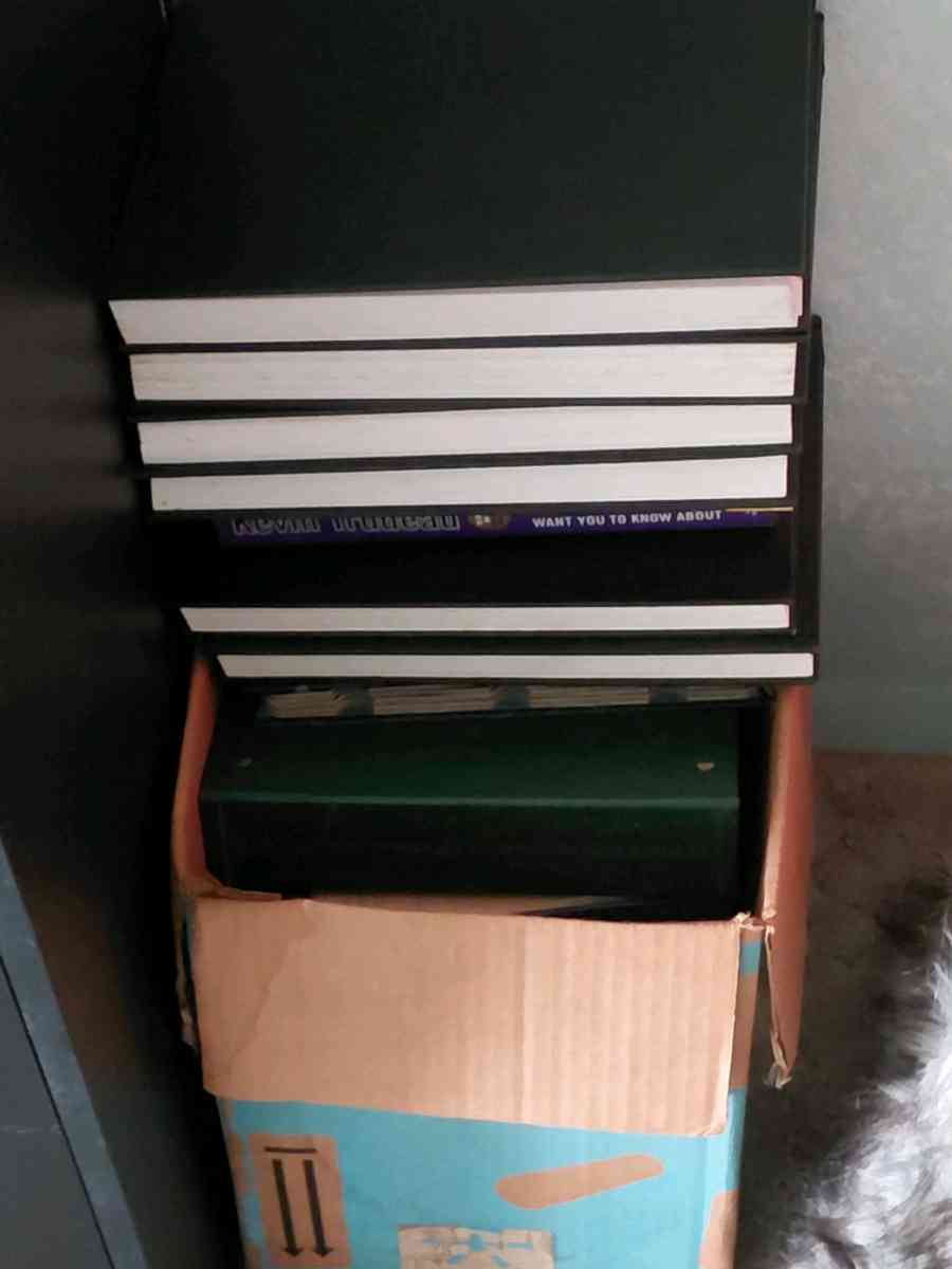 encyclopedia books and binders