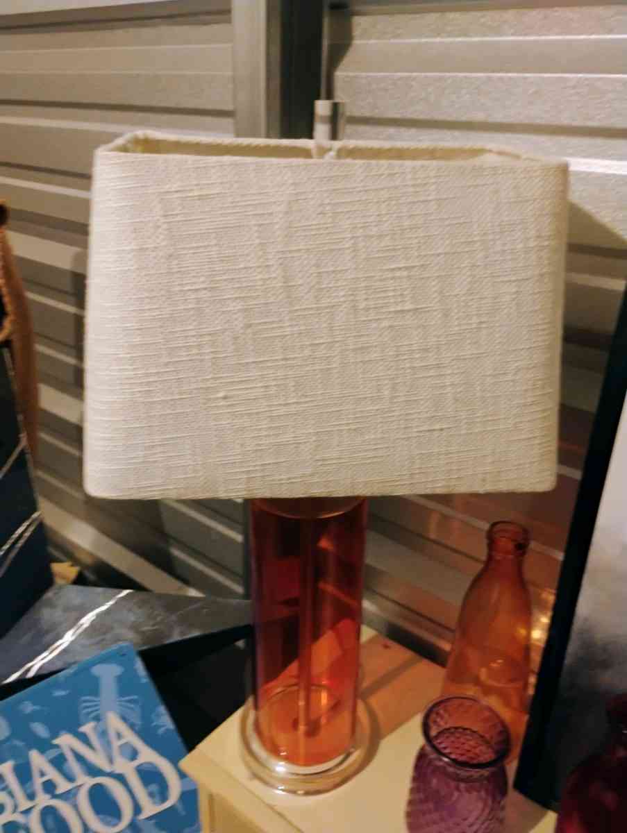 orange lamp creme colored shade