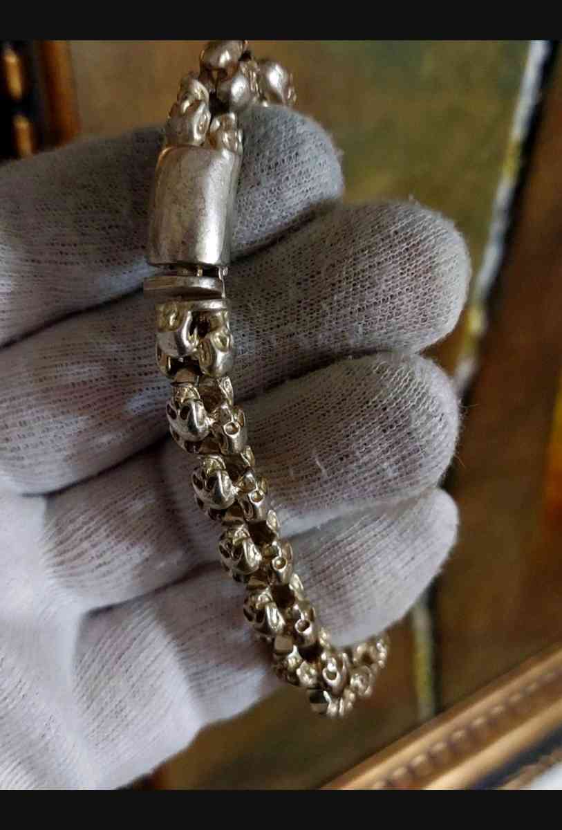 HANDMADE BRACELET HIPHOP SKULL KNITTING TIBETAN SILVER