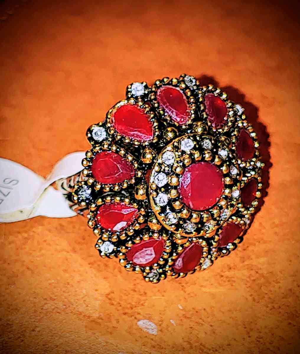 NEW Ruby Misianit Handmade Silver coin Size 8