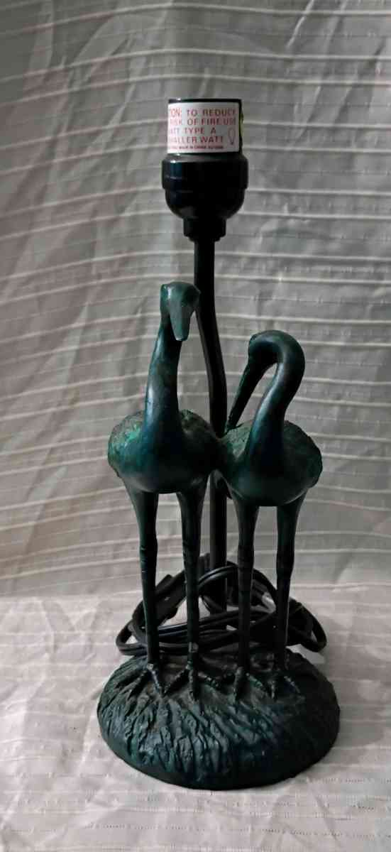 Vintage Small Crane Heron Green Lamp