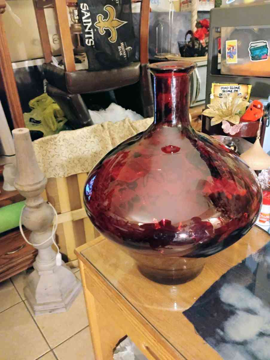 large red quality  glass bottle very heavy