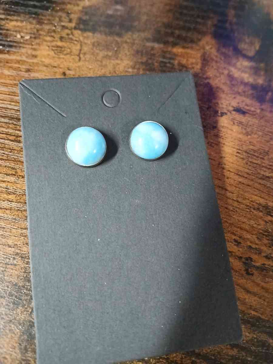 Painted Synthesized Turquoise Stud Earrings 12mm