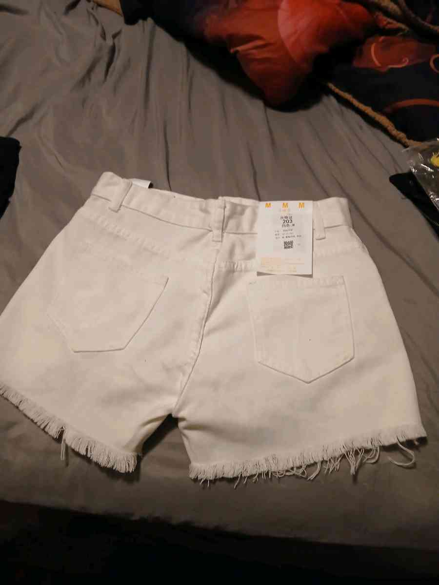 white denim shorts