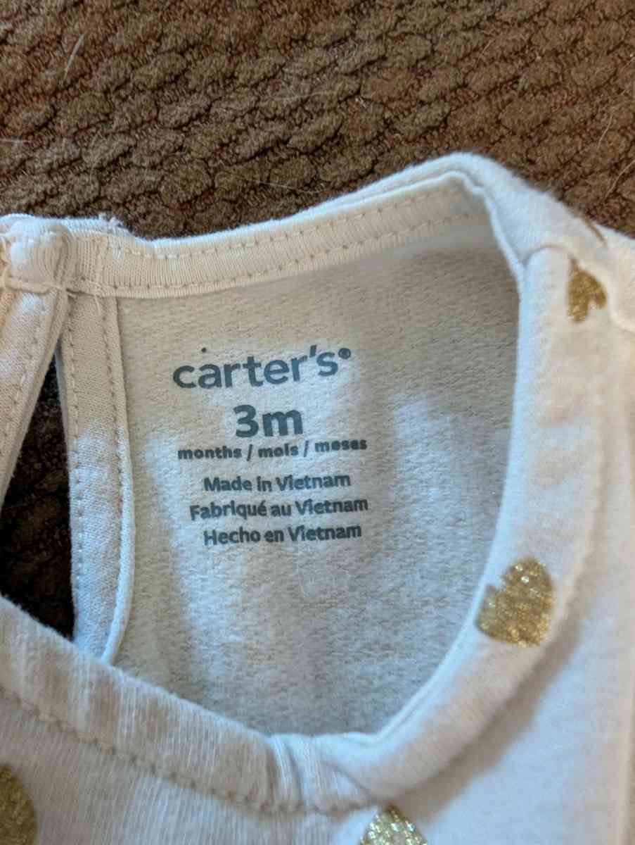 Baby dress with gold hearts