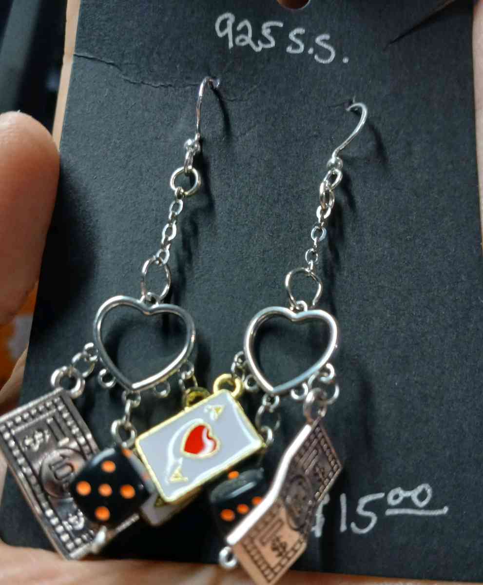 Casino Orange Dice Lucky Charm Hookstyle Earrings