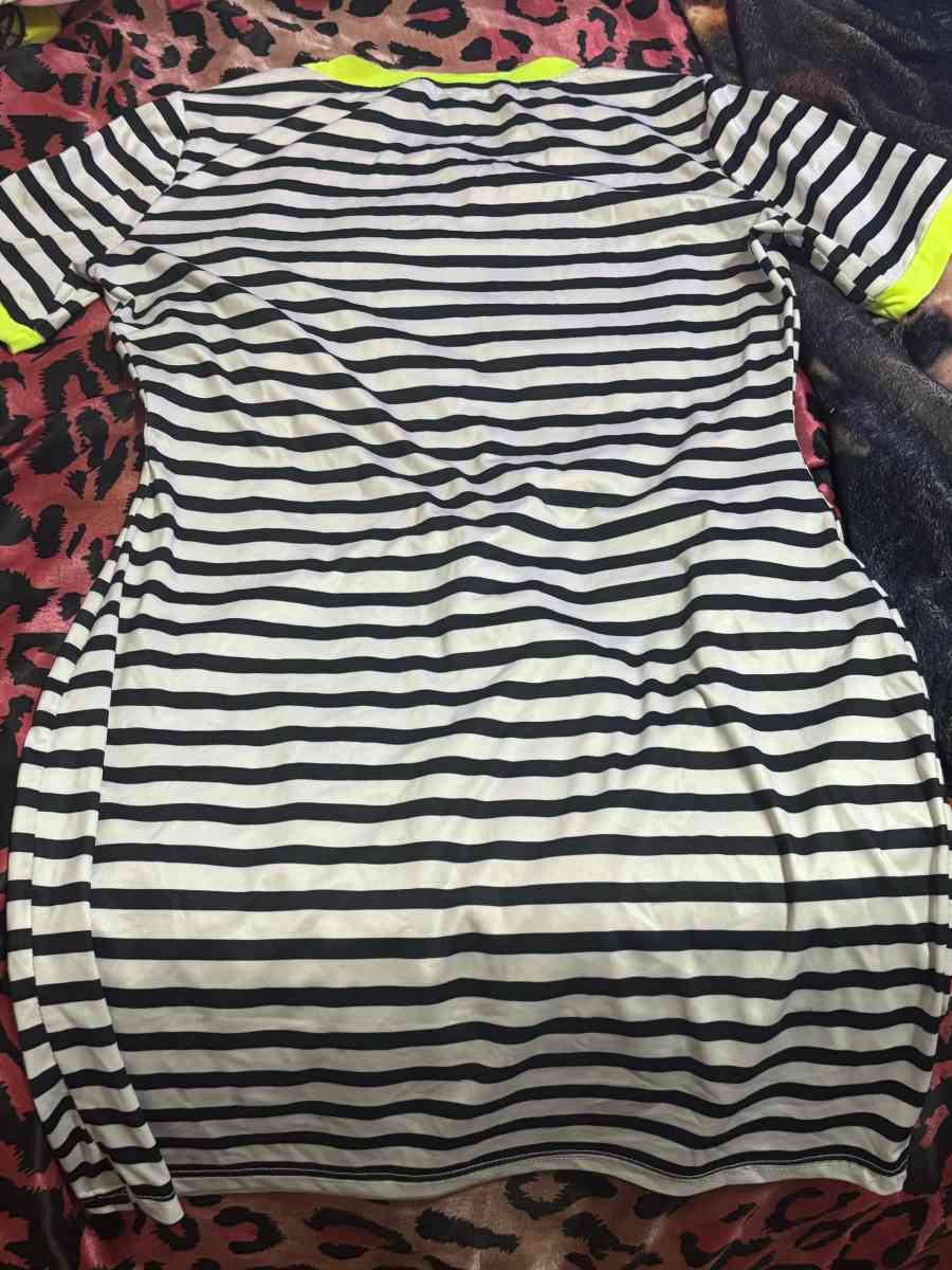 striped green mini dress