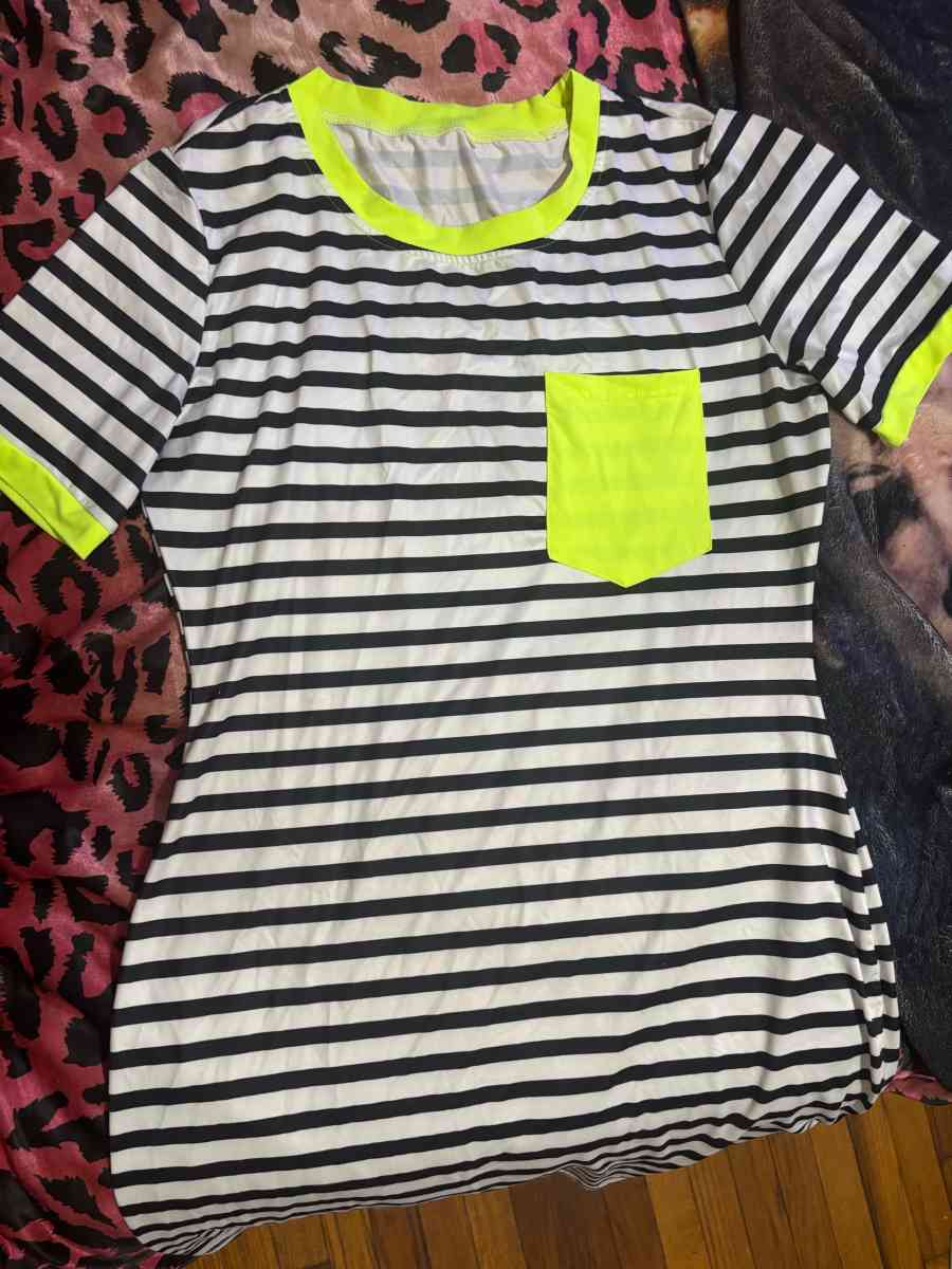 striped green mini dress