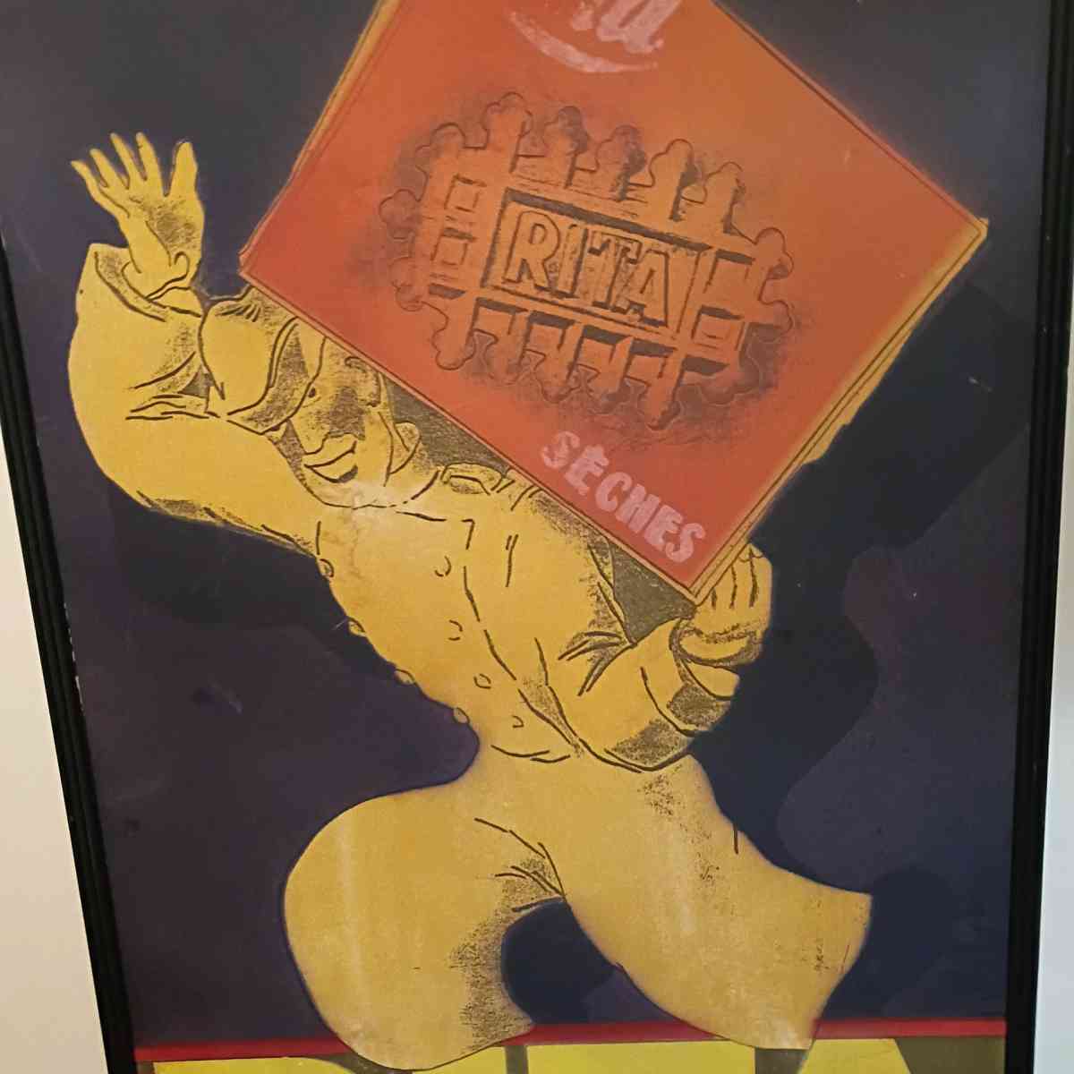 Rare Vintage Style French Waffle Poster Art  RITA SCHES Larg