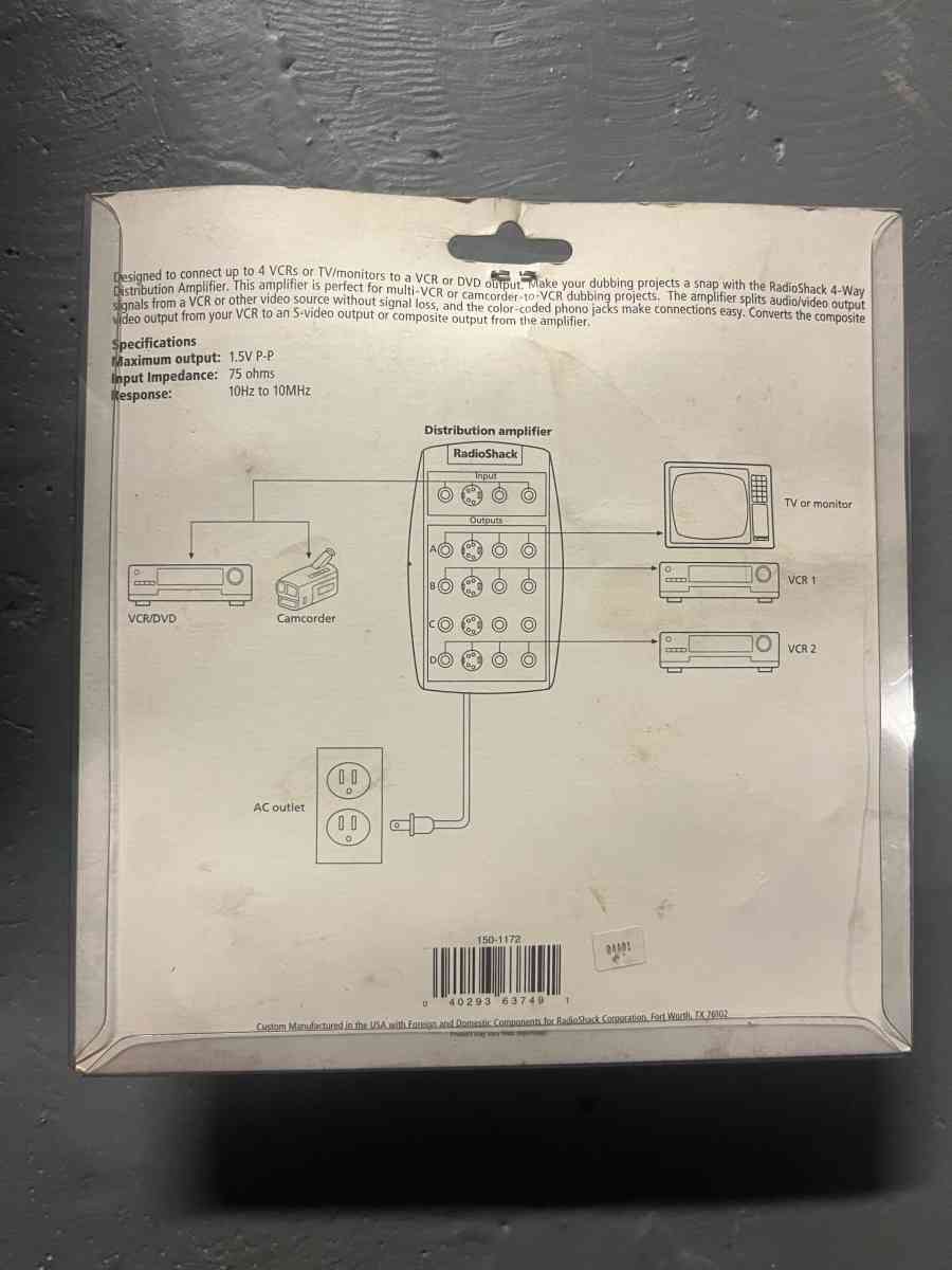 Radio Shack Video Distribution Amplifier AudioVideo InputOut