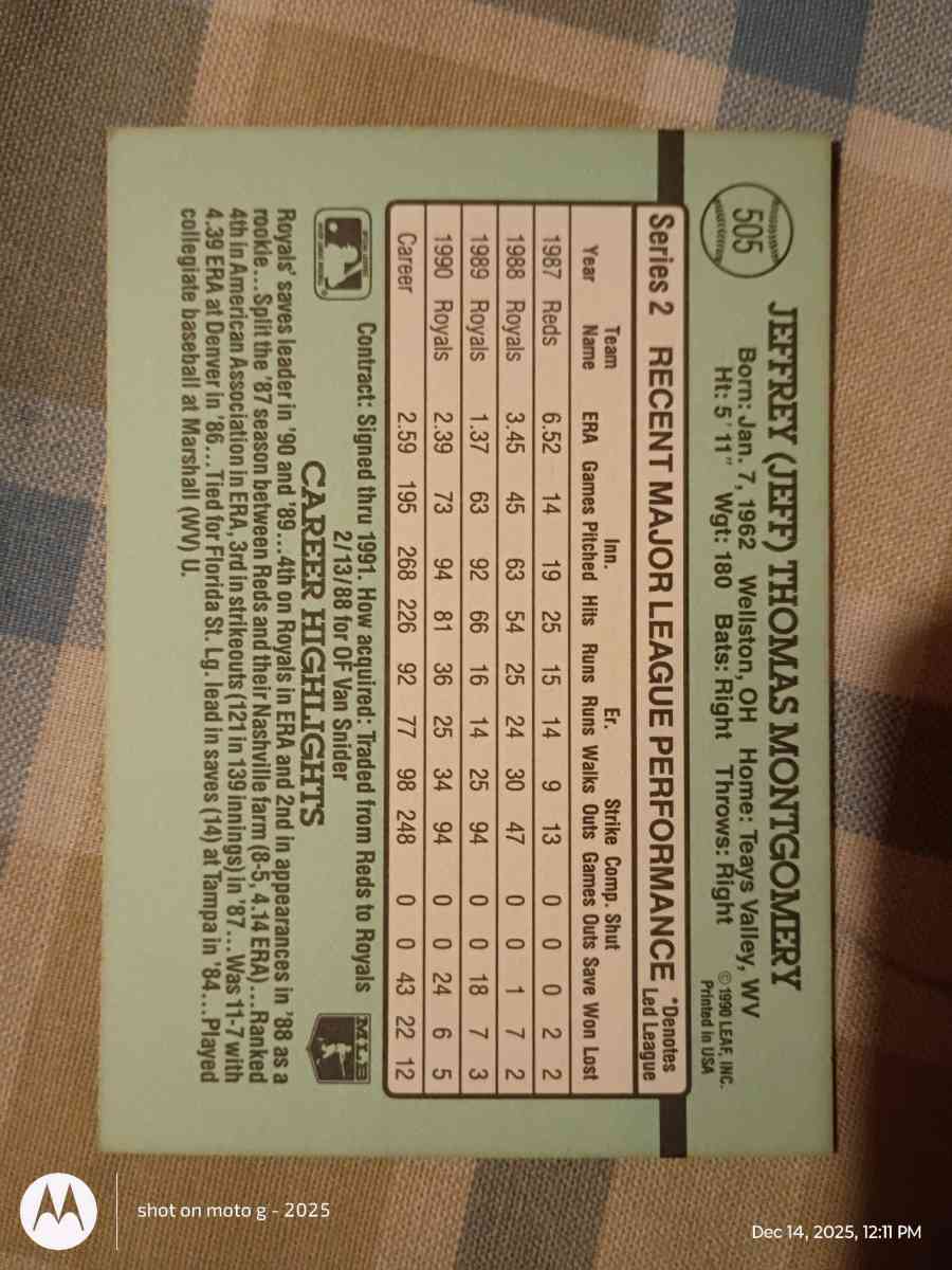 Jeff Montgomery Baseball Card