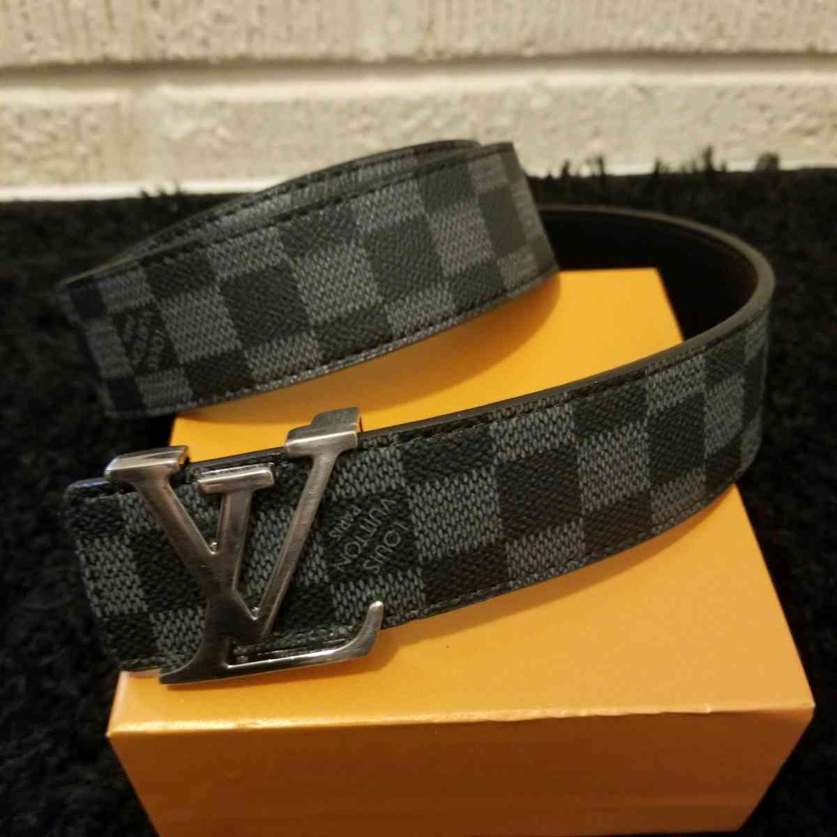 LV Designer Belt Black Checker