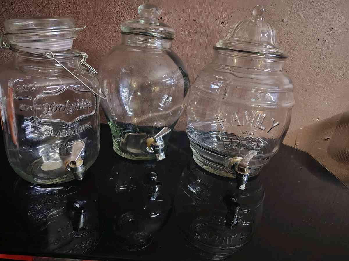 large glass pitcher w spiget