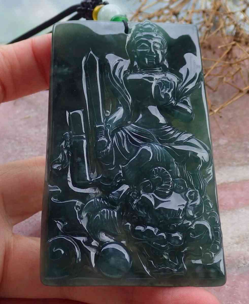 Certificate Jadeite jade  Burmese  Guanyin Kai Lun pendant