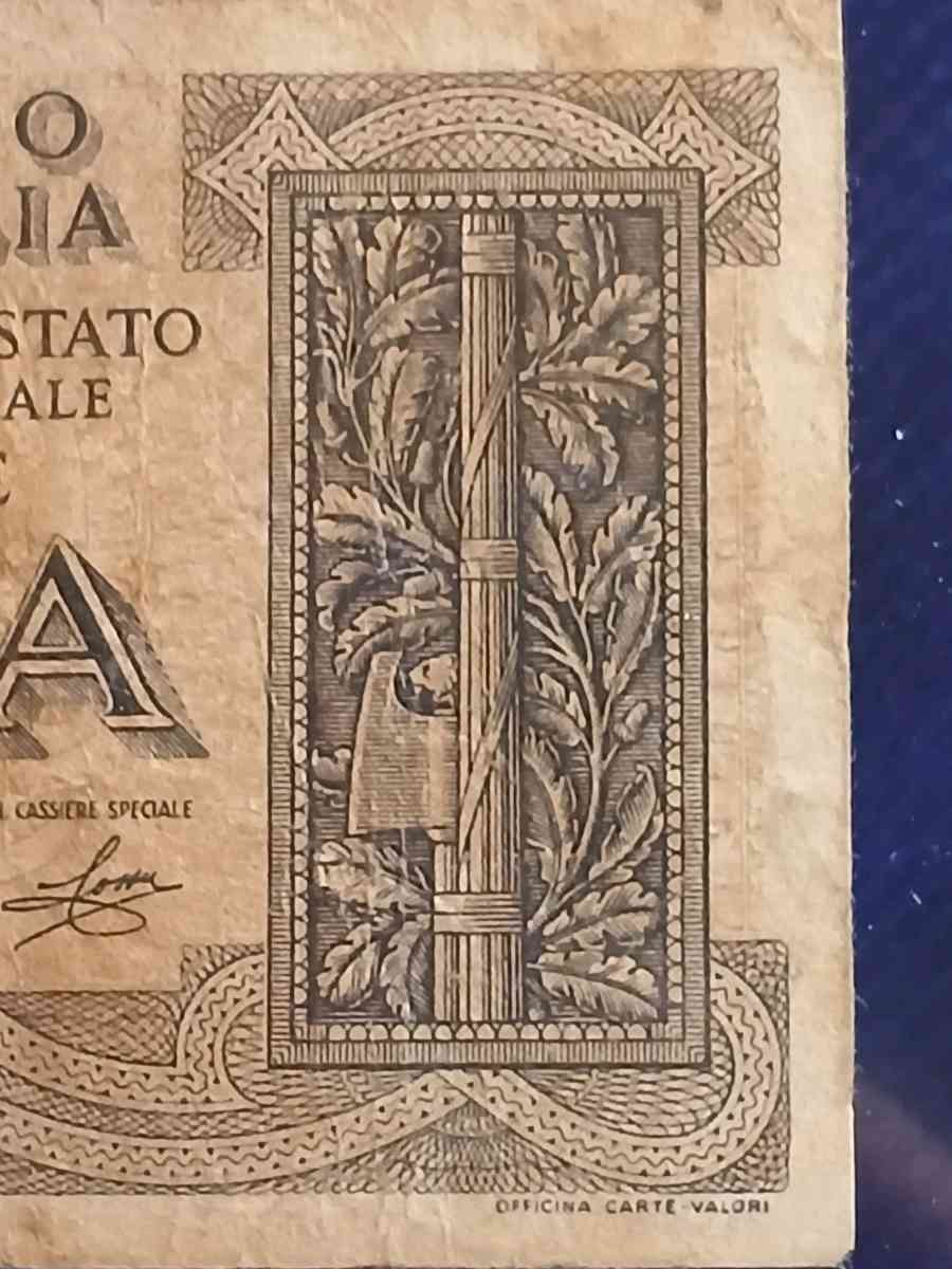1939 Italian 1 Lira banknote