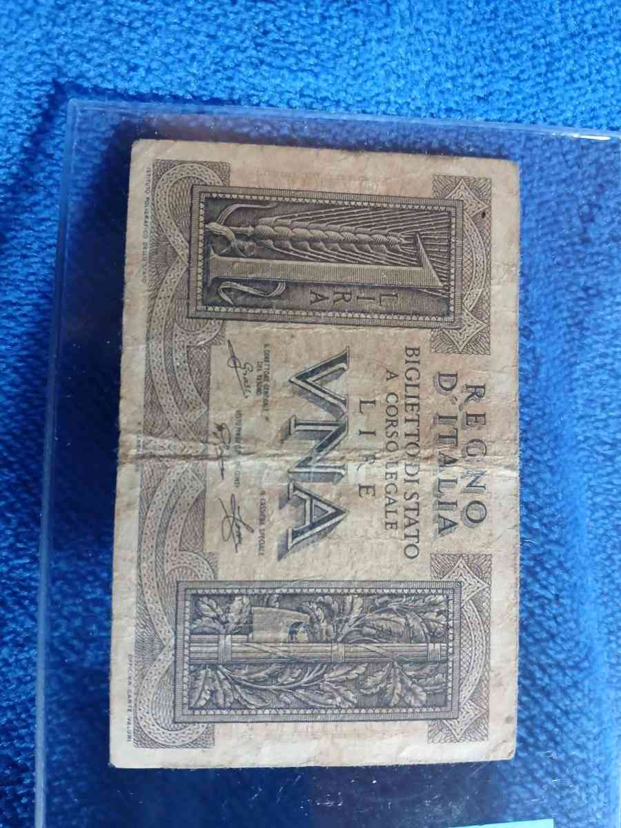 1939 Italian 1 Lira banknote