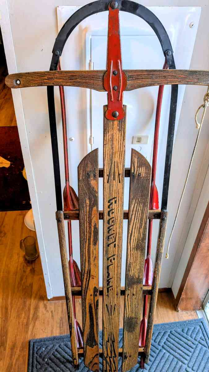 Vintage Snow sled collectors antique Winter decor