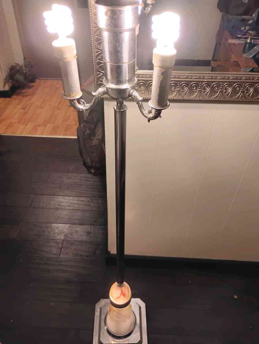 Art Deco chrome plated metal marble floor lamp 1930s