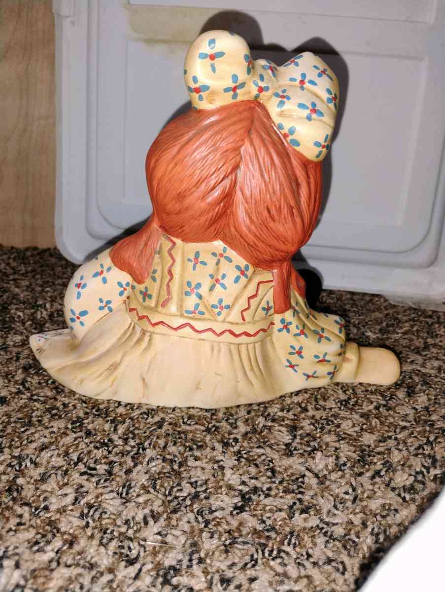 1970s hand painted ceramic statue of raggedy ann