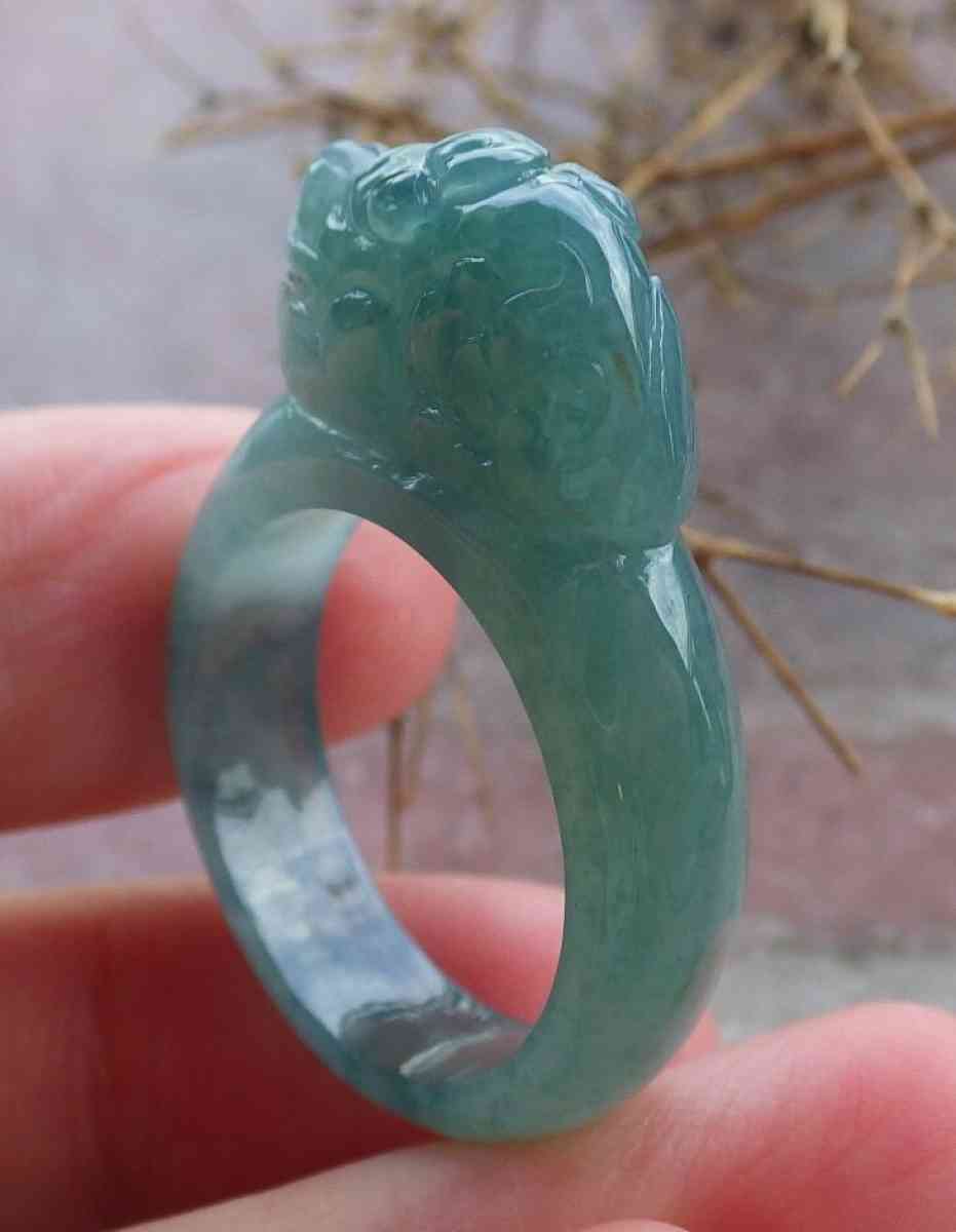 Certificate Jadeite jade  Burmese Dragon Ring size 9
