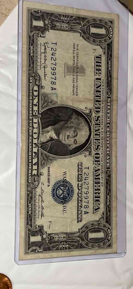 1957b silver note 1dollar bill