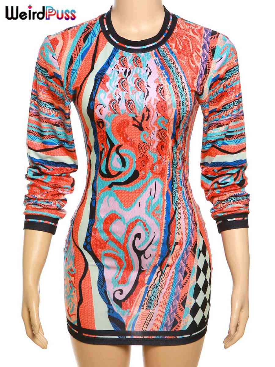colorful Prints Women Sexy Fashion Dress size small medium l