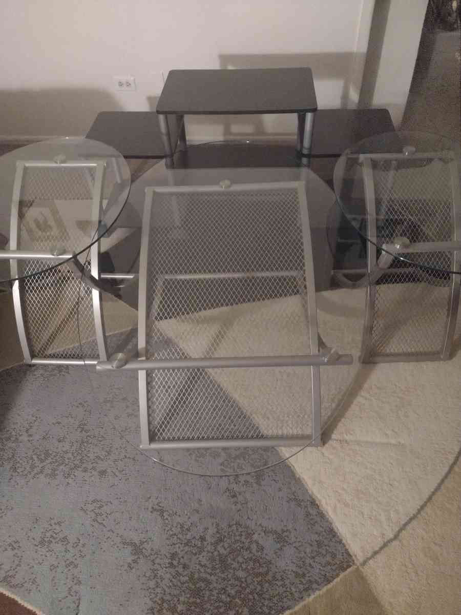 Glass living room set TV stand included