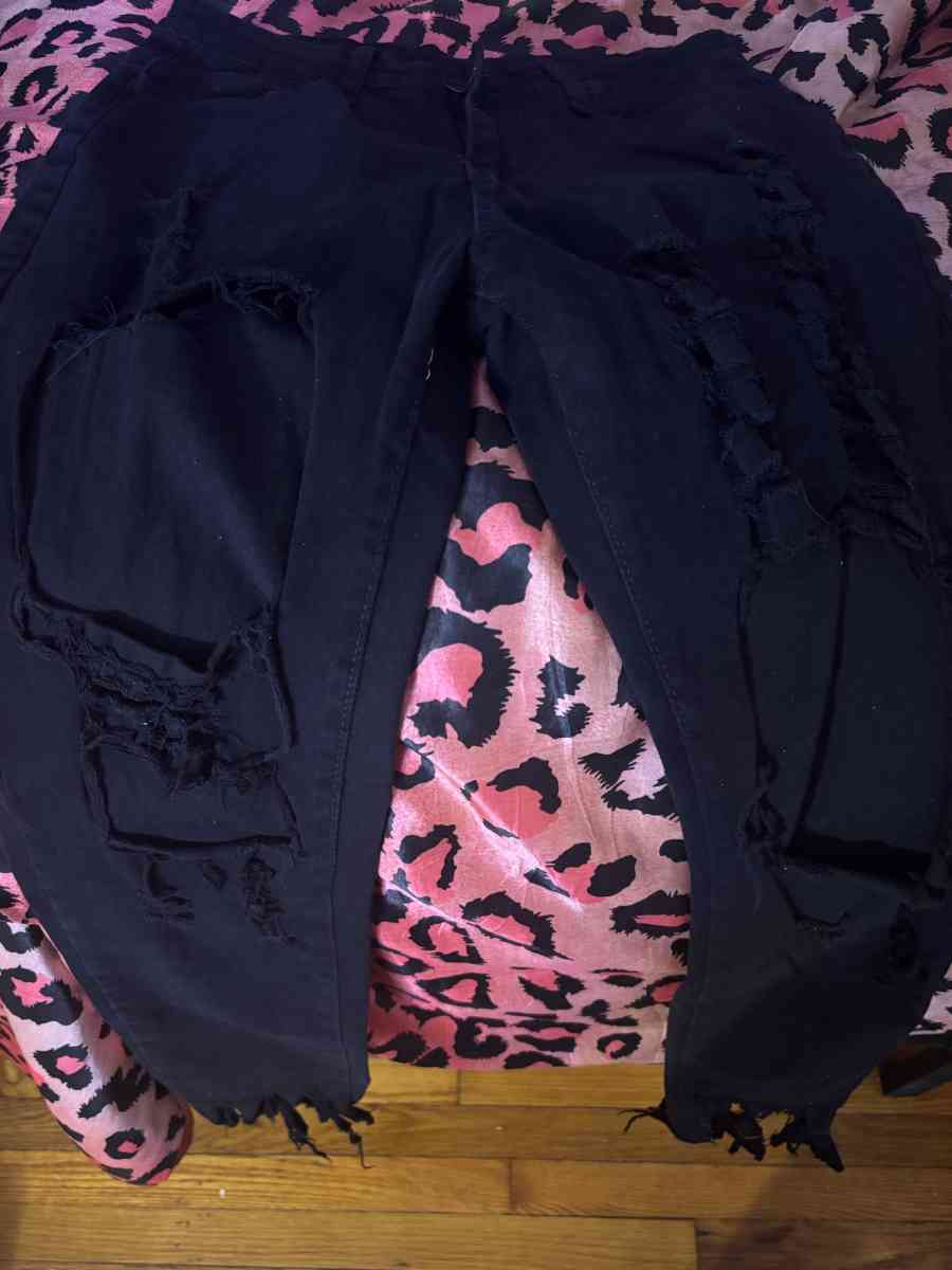 brand new black cut jeans