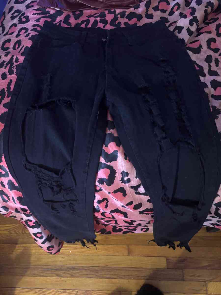 brand new black cut jeans