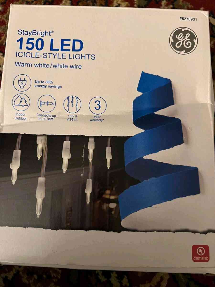 GE StayBright 150 Icicle Light String Holiday Christmas Mult