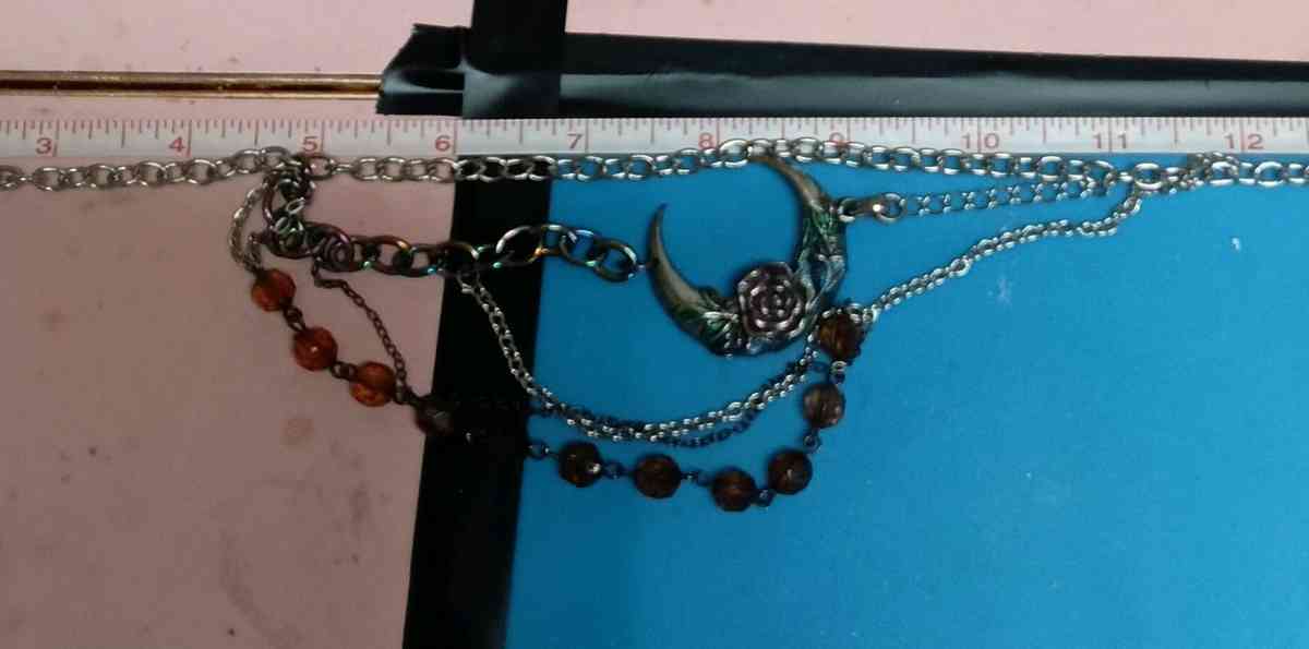 multiple chains moon stars and brown accent beads