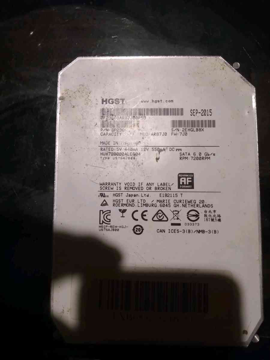8 TB hard drive I took apart from a PC