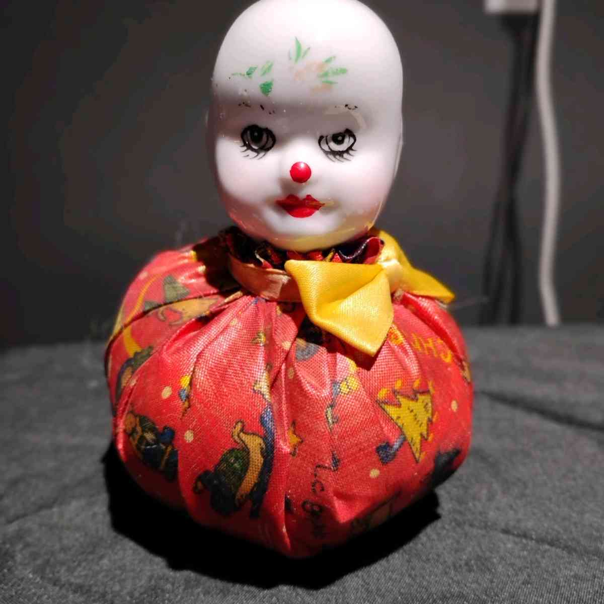 vintage jester clown pin cushion