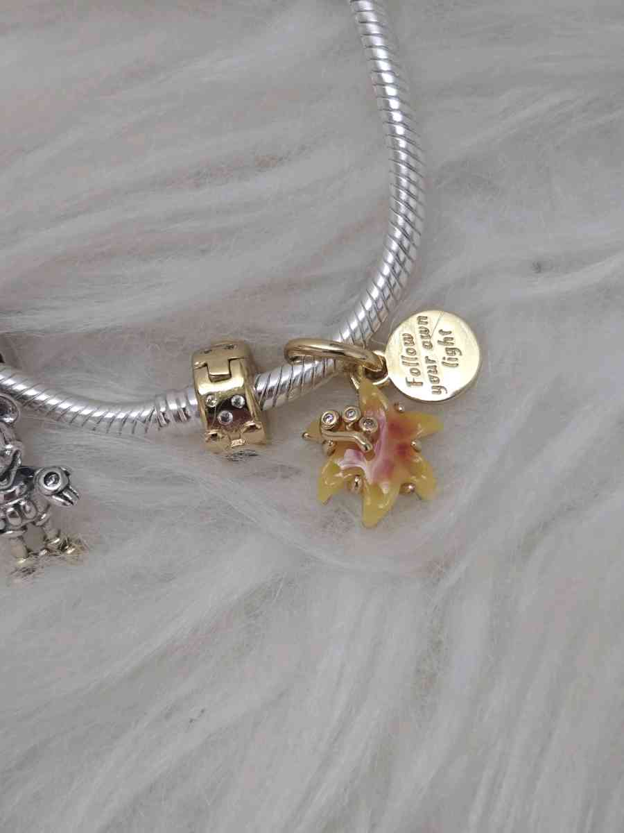 PANDORA 14k  Disney Tangled Sundrop Flower Glow in D