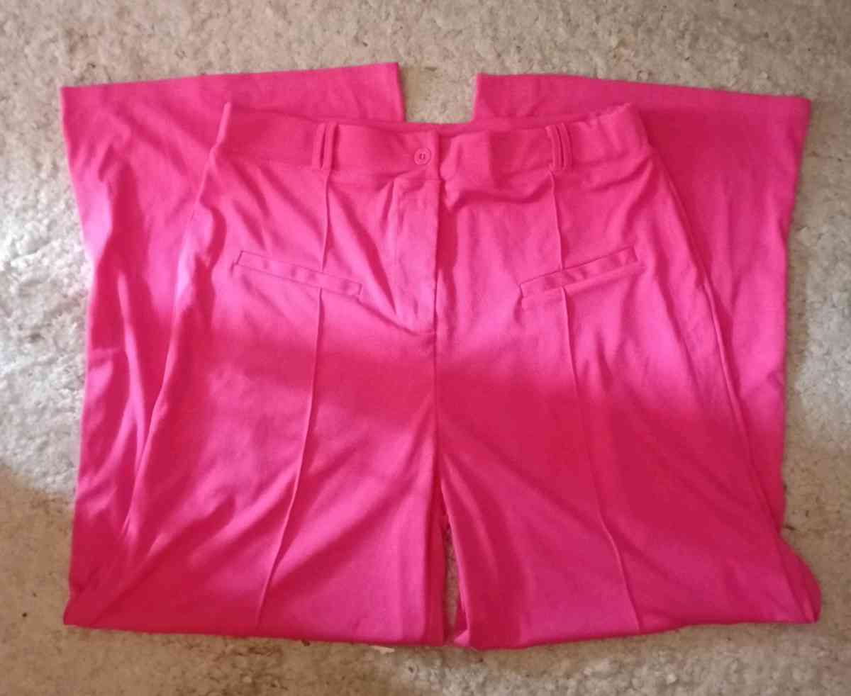 Womens hot pink high waist wide leg trousers