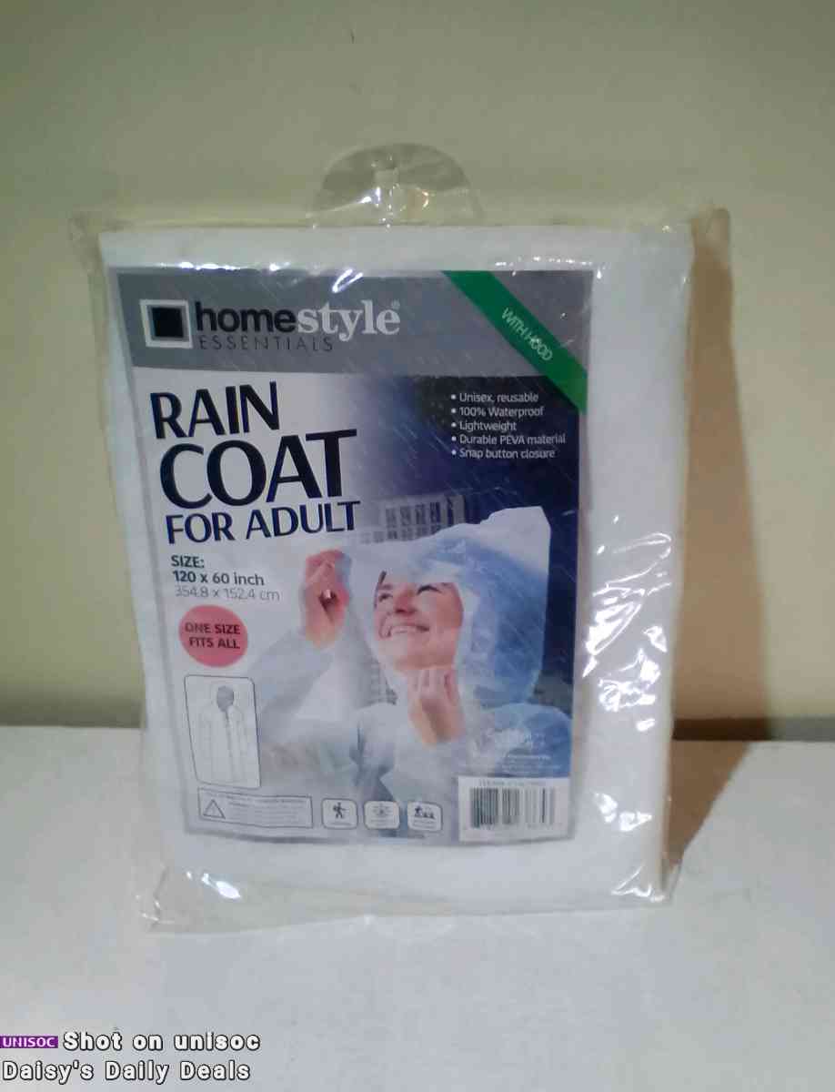 New Unopened Adult Rain Coat clear