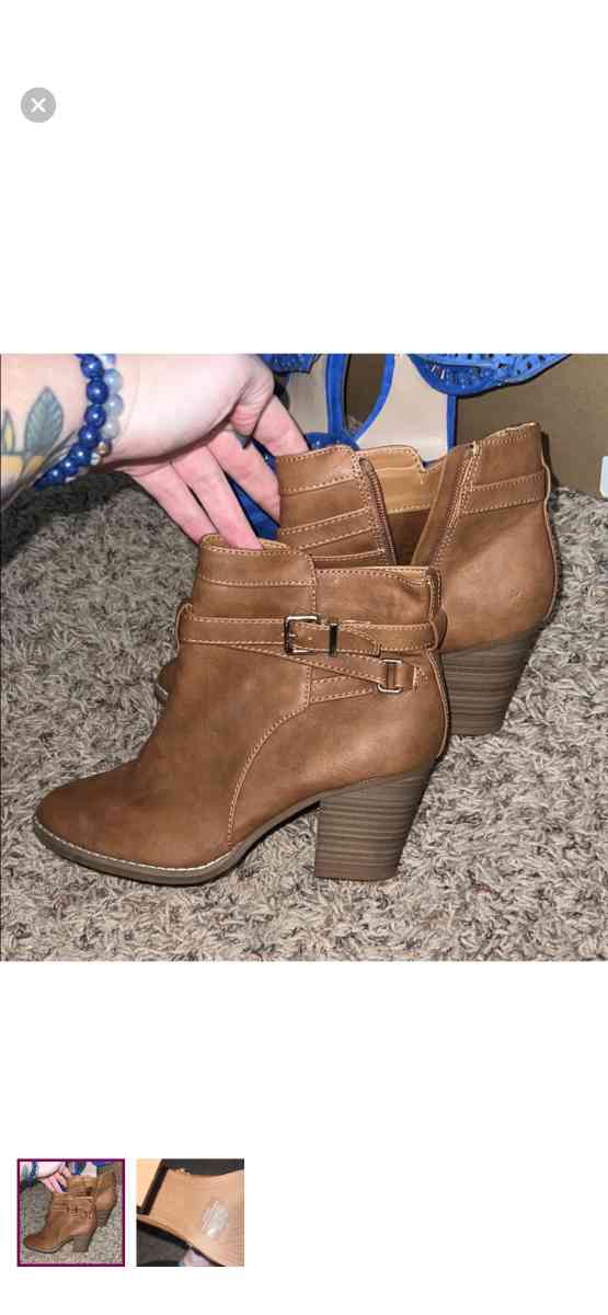 Express Brown Leather Ankle Booties