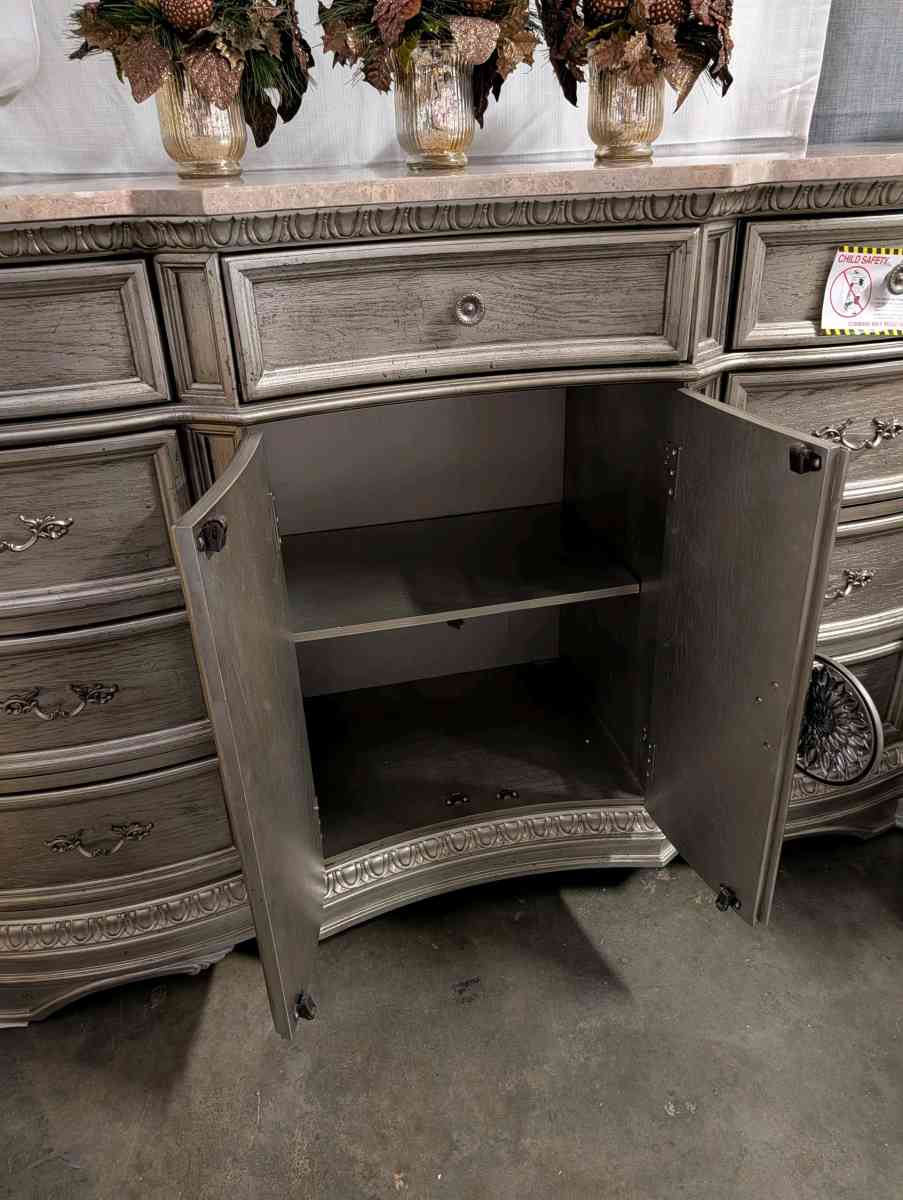 Solid wood and marble cabinet