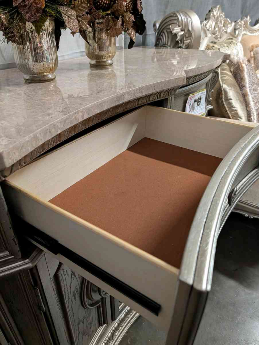 Solid wood and marble cabinet