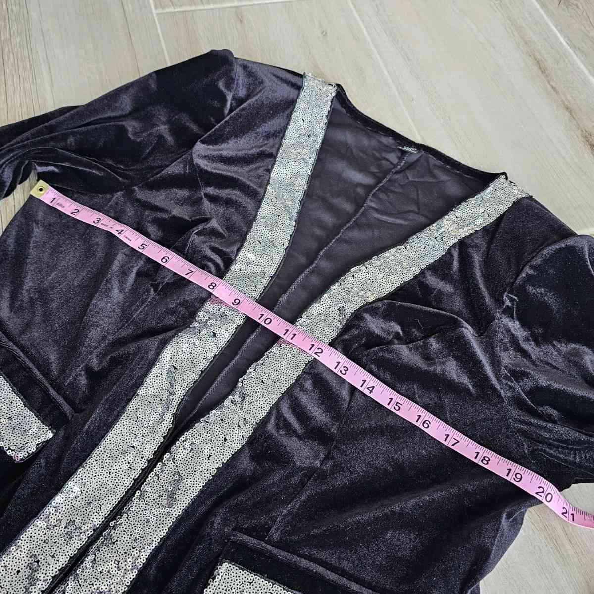 Shein Curve Black Velvet Blazer with Silver Sequins size 1X