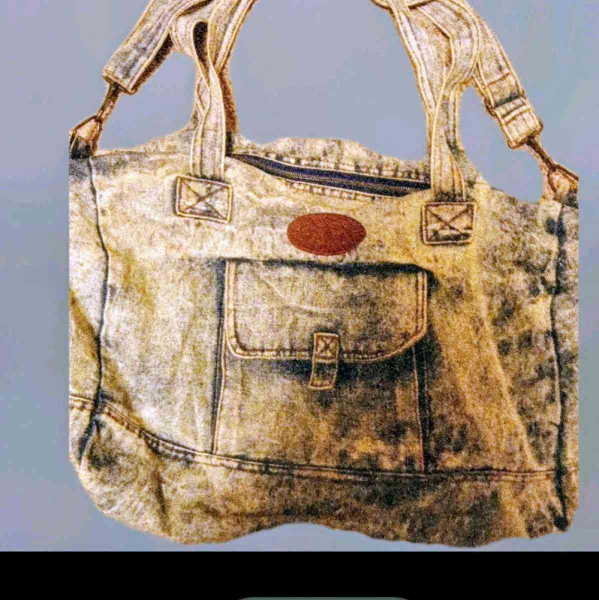 Vintage 80s Shane Acid Washed Denim Blue Jean Shoulder Strap