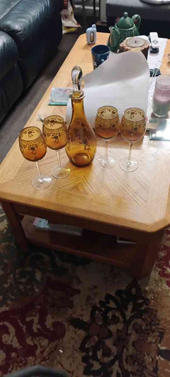 vintage wine bottle  with glasses