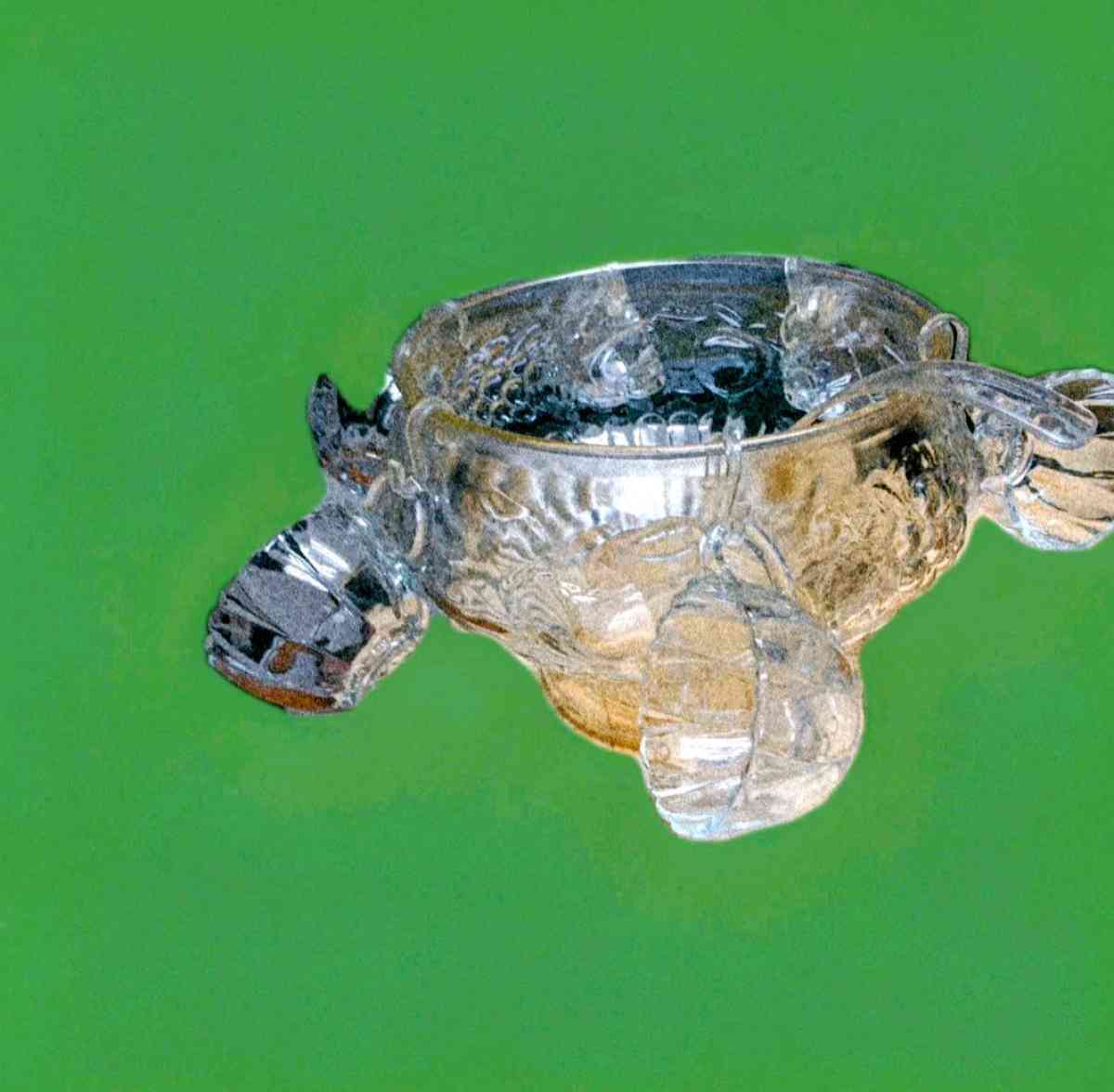 Vintage Jeanette Pressed Glass  Fruit Motif Punch Bowl 6 Cup