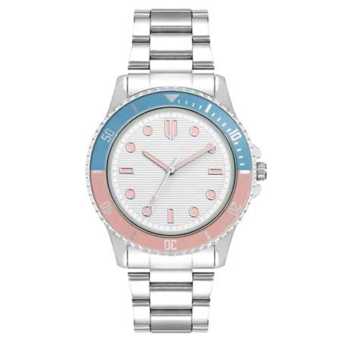 Time and Tru Womens Watch Silver Tone Adjustable Links Pink