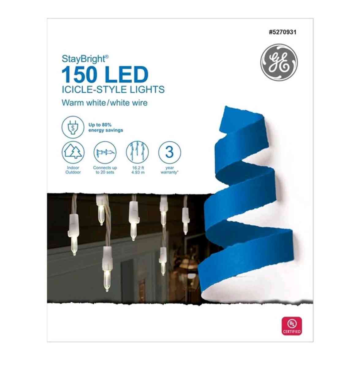 GE StayBright 150 Icicle Light String Holiday Christmas Mult