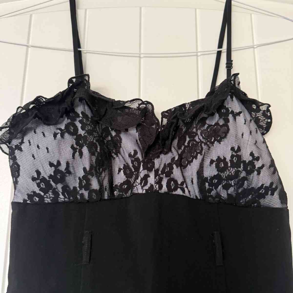 Black Lace Slip Dress with BuiltIn Bra  LingerieInspired Fit