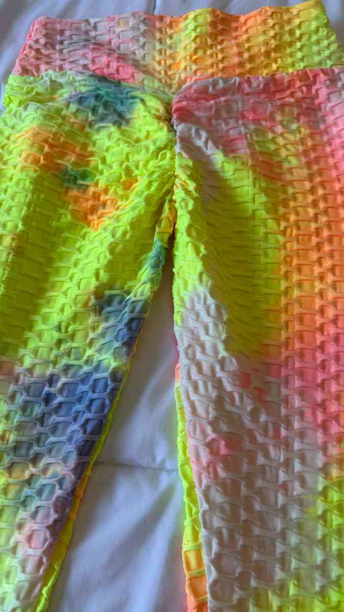 Neon TieDye Textured Leggings  Neon Green Tank Top Set  Fest